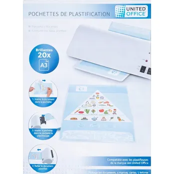 Laminovací fólie Fólie pro laminování za tepla, lesklá, A3 80 mic, 20 listů