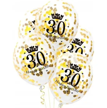 Balónek Balónky k 30. narozeninám se zlatými konfetami x10