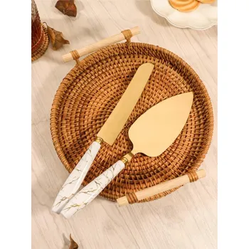 Kuchyňská stěrka Nůž a stěrka stěrka zlatá co dortové koláče mramor DÁREK