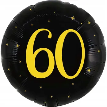 Balónek Fóliový balónek kulatý černý kruh narozeniny 60 šedesátka hélium 45 cm