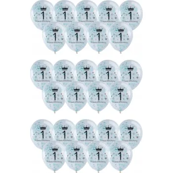 Balónek Balónky transparetní 1. narozeniny, narozeniny, konfety, MODRÉ, 30 ks