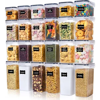 Dóza na potraviny SADA 24x PRŮHLEDNÝCH DÓZ NA POTRAVINY + ŠTÍTKY