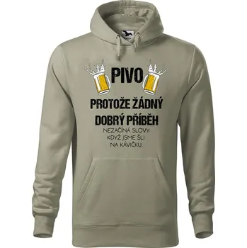 Pánská mikina Pánská mikina s potiskem Pivo dobrý příběh Velikost (muž): L, Vyberte barvu: Světlá khaki
