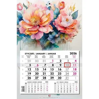 Kalendář Jednodílný kalendář Akvarelové Květiny 2026, Ev-Corp