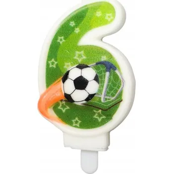 Dortová svíčka Fotbalová narozeninová svíčka číslice 6 šest šestka gólová párty
