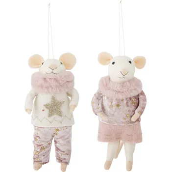 Bloomingville, Vánoční ozdoby Peo XL, myšky, růžové - Formadore