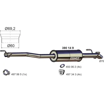 Tlumič výfuku Střední tlumič výfuku ERNST 390149