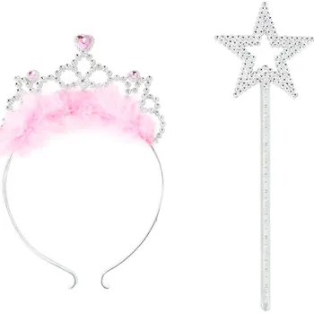 Karnevalový kostým Set Princezna s růžovou čelenkou a hůlkou