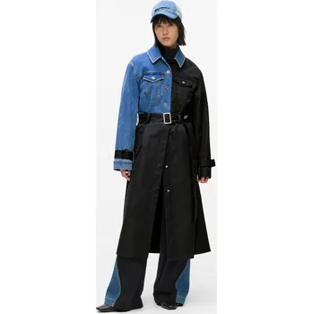 Dámský kabát KABÁT KARL LAGERFELD JEANS KLJ MIXED MATERIAL TRENCH WASHED BLUE-BLACK