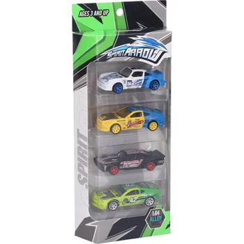 autíčko Kovová autíčka sada 4 ks - 7 cm, volná kola, vhodné od 3 let