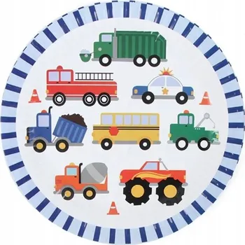 Talíř Papírové talíře Narozeninové AUTA 23 cm na jedno použití talíře