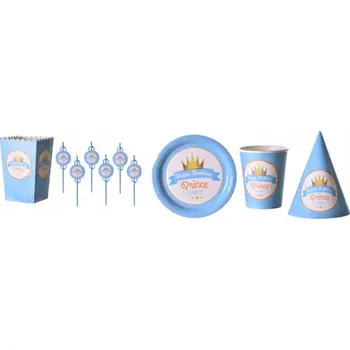 Obraz Narozeninová papírová sada Prince – brčka, popcorn