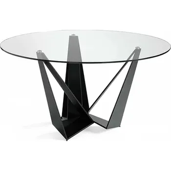 Jídelní stůl Kulatý skleněný stůl, černá noha, Ø150x75 CT2061R