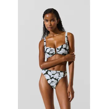 Dámské plavky PLAVKY KARL LAGERFELD FAN AOP HL HW CHEEKY BOTTOM FAN-BLACK