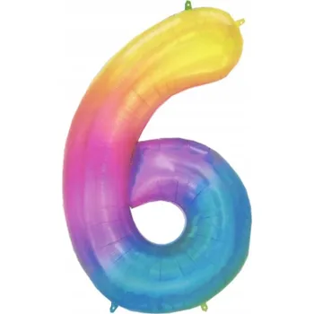 Balónek Fóliový balónek číslice barevná 6 šestka hélium 100cm DUHOVÁ OSLAVA PÁRTY