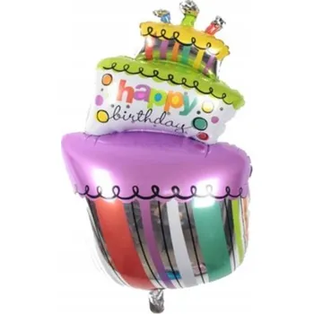 Balónek Velký fóliový balónek dort barevný 48x92 cm narozeniny