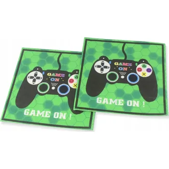 Jednorázové nádobí PAPÍROVÉ UBROUSKY k narozeninám GAME ON! 12 Ks PRO HRÁČE 33x33 cm