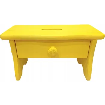 ŽLUTÁ STOLIČKA SE ZÁSUVKOU, taburet, stolička, židlička, štokrdle, pomocník