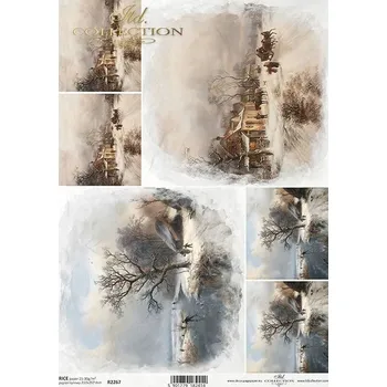 Umělecký papír Rýžový papír A4 pro tvoření ITD - Zimní krajinky - R2267