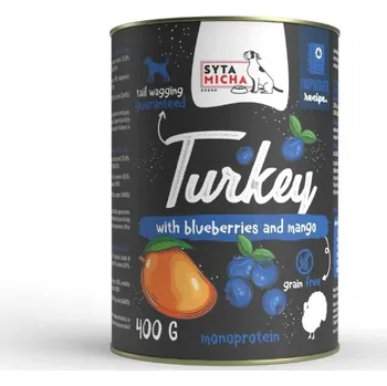 Krmivo pro psa Syta Micha vlhké krmivo Krůta krůtou, borůvkami a mangem 400 g