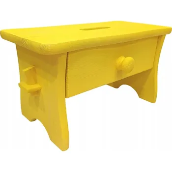 STŘEDNÍ ŽLUTÁ STOLIČKA SE ZÁSUVKOU, taburet, stolička, židlička, POMOCNÍK