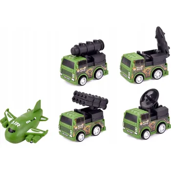 autíčko Sada pěti vojenských dopravních prostředků na zpětné natažení, 5,5 cm, věk