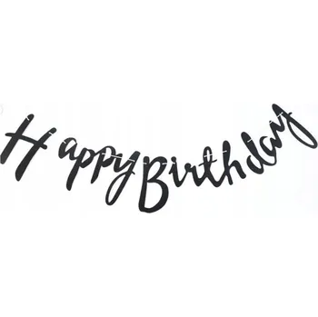 Baner girlanda HAPPY BIRTHDAY černá OSLAVA NAROZENINY