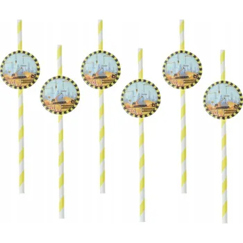 Brčka Papírové trubičky bagr stavba 6 ks na jedno použití akce eco