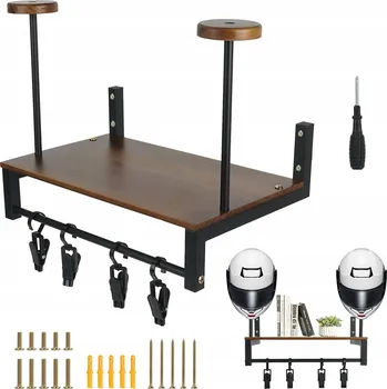 Věšák DRŽÁK VĚŠÁK NA MOTOCYKLOVÁ PŘILBA A BUNDU, nástěnný hák černý