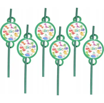 Papírová Brčka dinosauři 6 Ks na jedno použití párty eko 20cm