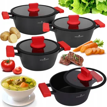 Sada nádobí Sada hrnců Zwieger Obsidian hliníková 6 ks na indukci do trouby