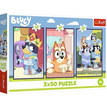 Puzzle Puzzle Bluey 3 x 50 dílků 34890 Bluey Family 4+ Trefl 3v1