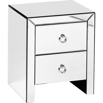Noční stolek Bílý sklo Noční stolek 42x35,5x51 cm LW3204