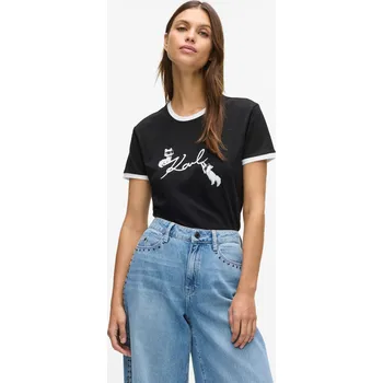 TRIČKO KARL LAGERFELD IKON SIGNATURE CHOUPETTE TEE BLACK