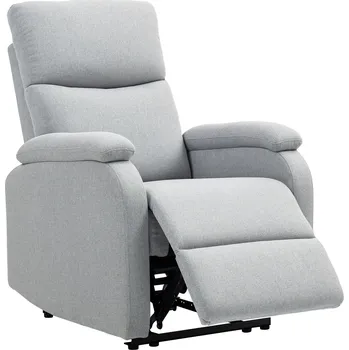 Křeslo HOMCOM Polohovací křeslo, relaxační křeslo s nastavitelným opěradlem, podnožka, čalouněné křeslo do obývacího pokoje, šedá barva