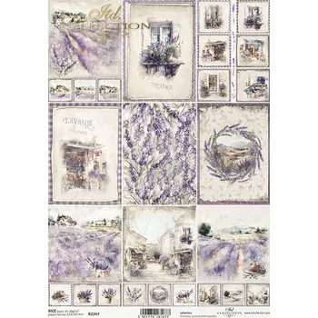 Umělecký papír Rýžový papír A4 pro tvoření ITD - Levandule, krajinka, více motivů - R2247