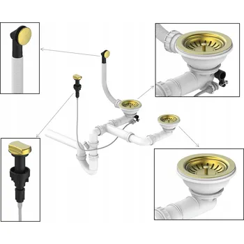 Sifon ZLATÝ AUTOMATICKÝ NÁSTĚNNÝ SIFON 2 KOM PRO DŘEZ