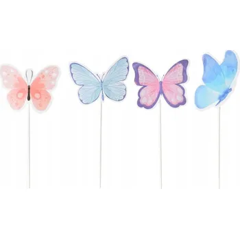 Obraz Sada Topperů na dort na muffiny 6 Ks motýli motýlci růžové