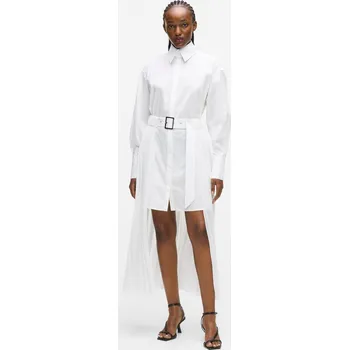 Dámské šaty ŠATY KARL LAGERFELD PLEATED FASHION SHIRT DRESS WHITE