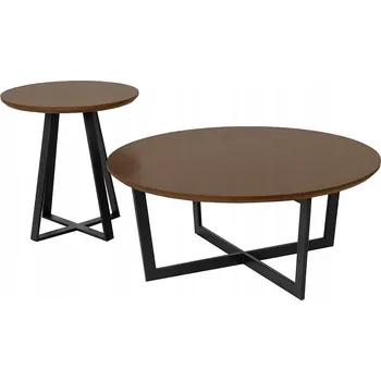 Konferenční stolek Euro-Home T012A kulatý stůl 90 x 90 x 37 cm dub ořech