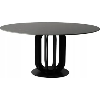 Jídelní stůl Kulatý černý stůl s kamennou deskou 150x75 cm D12