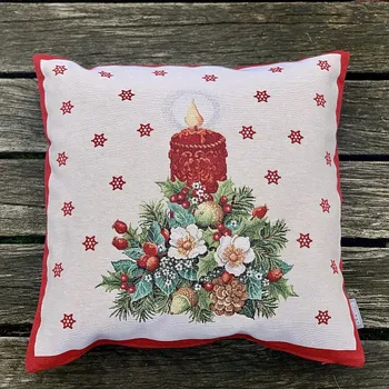 Dekorativní polštářek BYTEMA Vánoční gobelínový povlak VÁNOČNÍ SVÍČKA II 45 x 45 cm