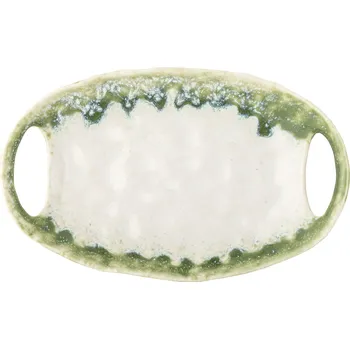 Talíř Bloomingville, Talíř na servírování Prim 22 cm bílo-zelený - Formadore