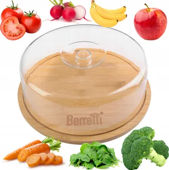 Kuchyňské prkénko Berretti bambusová deska se stínítkem, servírování sýrů, koláčů a koláčů