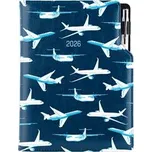 Diář DESIGN týdenní B5 2026 český - modrá - Letadla