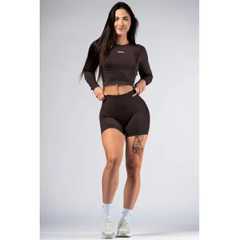 Dámské kraťasy NEBBIA High-waist push-up šortky POWER hnědé M