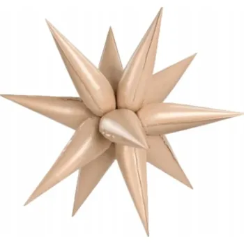 Balónek Fóliový balónek hvězda béžová 3D IMPREZA BALÓNKY PARTY 66 cm