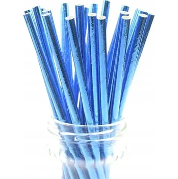 Brčka Papírové brčka tmavě modré metalické 10 ks na jedno použití na oslavu, ekologické