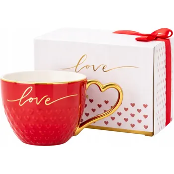Hrnek šálek na Valentýna láska xl 500ml dárek svatba narozeniny červený