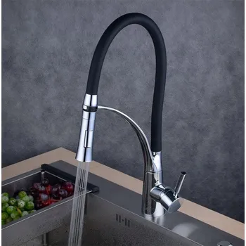 Vodovodní baterie Stojánková kuchyňská baterie Bateria Indes INFF002B Brenor, černá/stříbrná